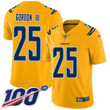 Los Angeles Chargers NFL Football Melvin Gordon Gold Jersey Youth Limited #25 100th Season Inverted Legend->youth nfl jersey->Youth Jersey